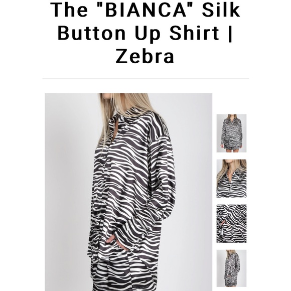Brunette the Label NWT Bianca button up shirt in zebra. Silk size s/m - Picture 3 of 7